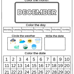 Dec Calendar Activity Worksheet