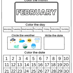 Febrauary Calendar Activity Worksheet