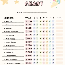 Kids Chore Chart For 2nd Grade Worksheet