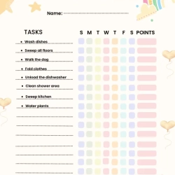 Kids Chore Chart For 3rd Grade Worksheet