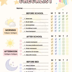 Kids Chore Chart For Kindergarten Worksheet