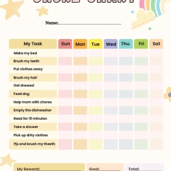 Kids Chore Chart Worksheet