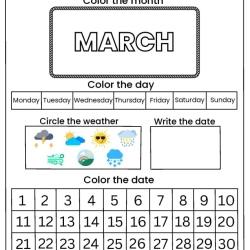 March Calendar Activity Worksheet