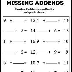 Missing Addend Worksheet Downloads