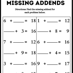 Missing Addend Worksheet For 1st Grade