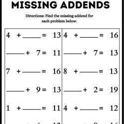 Missing Addend Worksheet For 3rd Grade