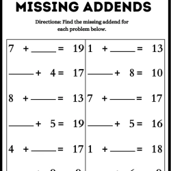 Missing Addend Worksheet For Grade 1