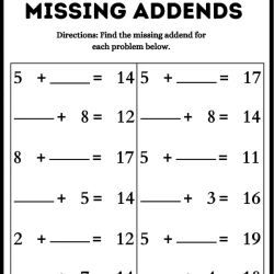 Missing Addend Worksheet For Grade 3