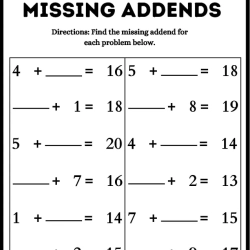 Missing Addend Worksheet For Kids