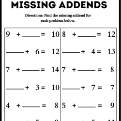 Missing Addend Worksheet Printables