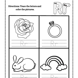 Color And Trace Letter For 5th Grade Worksheet