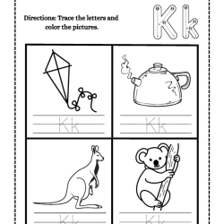 Color And Trace Letter For Grade 1 Worksheet