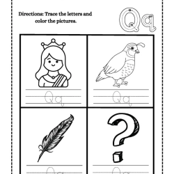 Color And Trace Letter For Grade 4 Worksheet