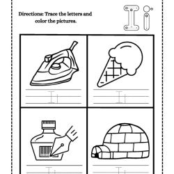 Color And Trace Letter For Kindergarten Worksheet