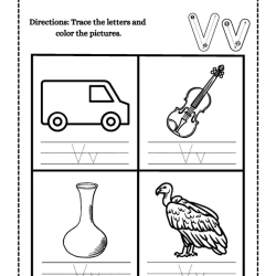 Color And Trace Letter For Toddlers Worksheet