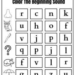 Begining Sound Coloring Download Worksheet