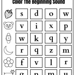 Begining Sound Coloring For Kids Worksheet