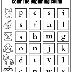 Begining Sound Coloring Printable Worksheet