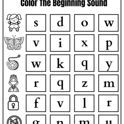 Begining Sound Coloring To Print Worksheet