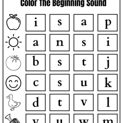 Begining Sound Coloring Worksheet