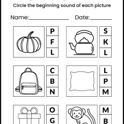 Circle The Begining Sound For 1st Grade Worksheet