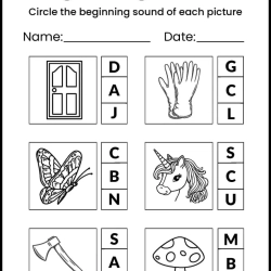 Circle The Begining Sound For Kids Worksheet