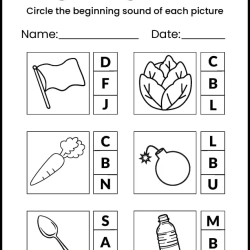 Circle The Begining Sound For Kindergarten Worksheet