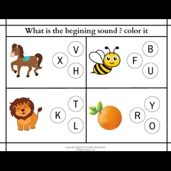 Color The Begining Sound For Free Worksheet