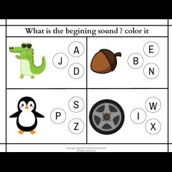 Color The Begining Sound For Kids Worksheet