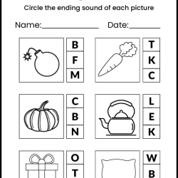 Circle The Ending Letter For 1st Grade Worksheet