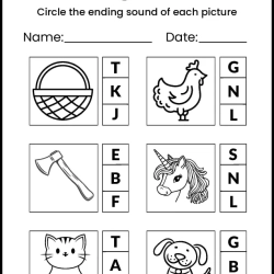 Circle The Ending Letter For Kids Worksheet