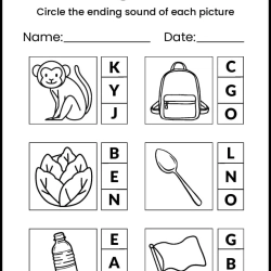 Circle The Ending Letter For Kindergarten Worksheet