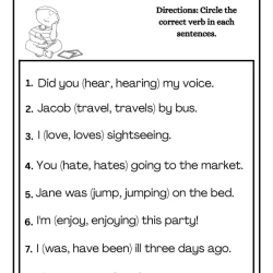 Circle Verbs Worksheet For Kids