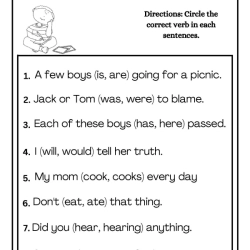 Circle Verbs Worksheet To Prints