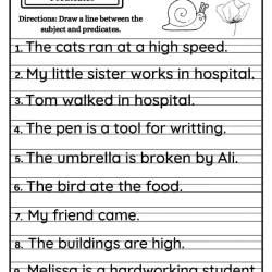 Underline Subjects Worksheet Downloads