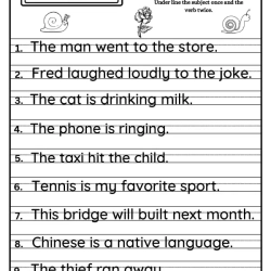Underline Subjects Worksheet Pdf File