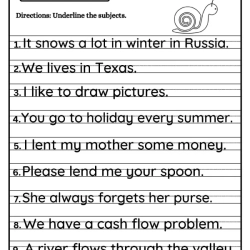 Underline Subjects Worksheet Printables