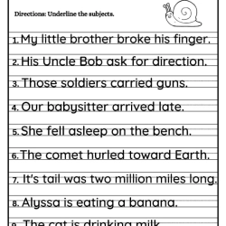 Underline Subjects Worksheet Worksheets