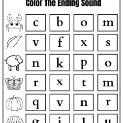 Color The Ending Letter For 1st Grade Worksheet