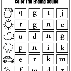 Color The Ending Letter For Free Worksheet