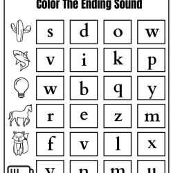 Color The Ending Letter For Kids Worksheet