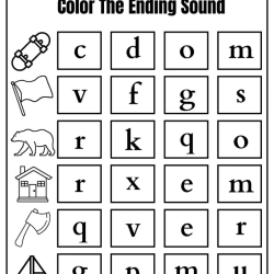 Color The Ending Letter For Kindergarten Worksheet