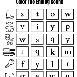 Color The Ending Letter To Print Worksheet