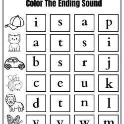 Color The Ending Letter Worksheet