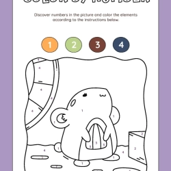 Color By Number For Kindergarten Worksheet