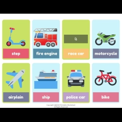 Vehicles Flashcards Printable Worksheet