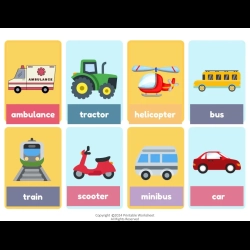 Vehicles Flashcards Worksheet