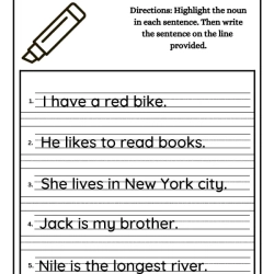 Highlight The Noun For Free Worksheet