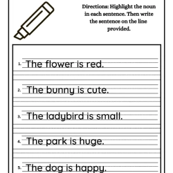 Highlight The Noun For Kids Worksheet