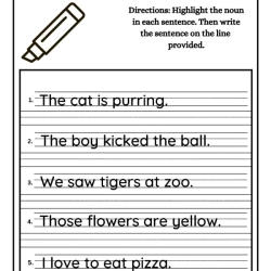 Highlight The Noun For Kindergarten Worksheet